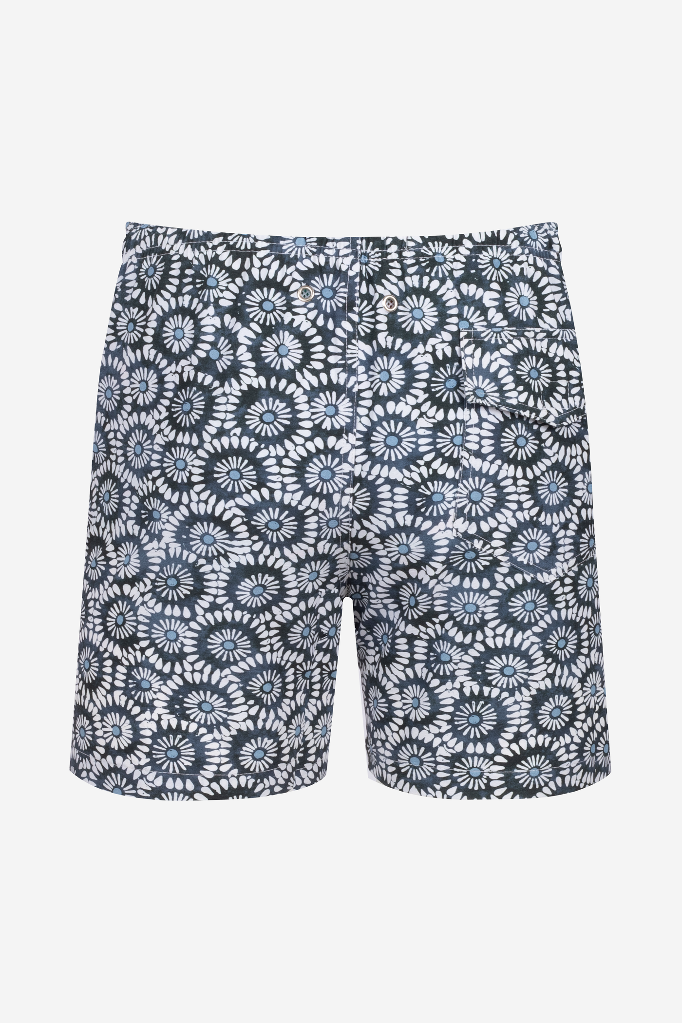 Dark Navy White Floral Swim Shorts