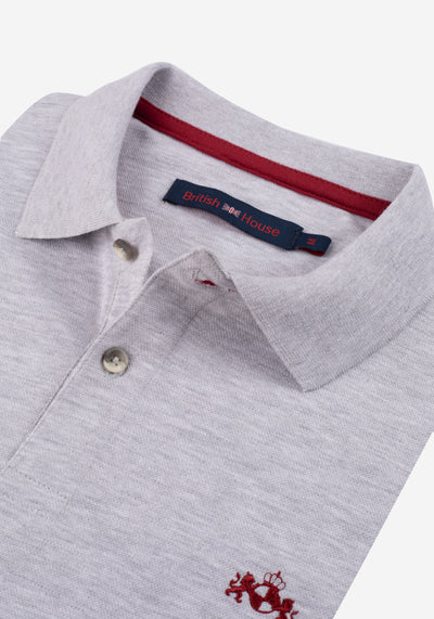 Gray Melange Cotton Lycra Polo Shirt