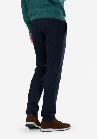 Stretch Knitted Navy Stripe Pants