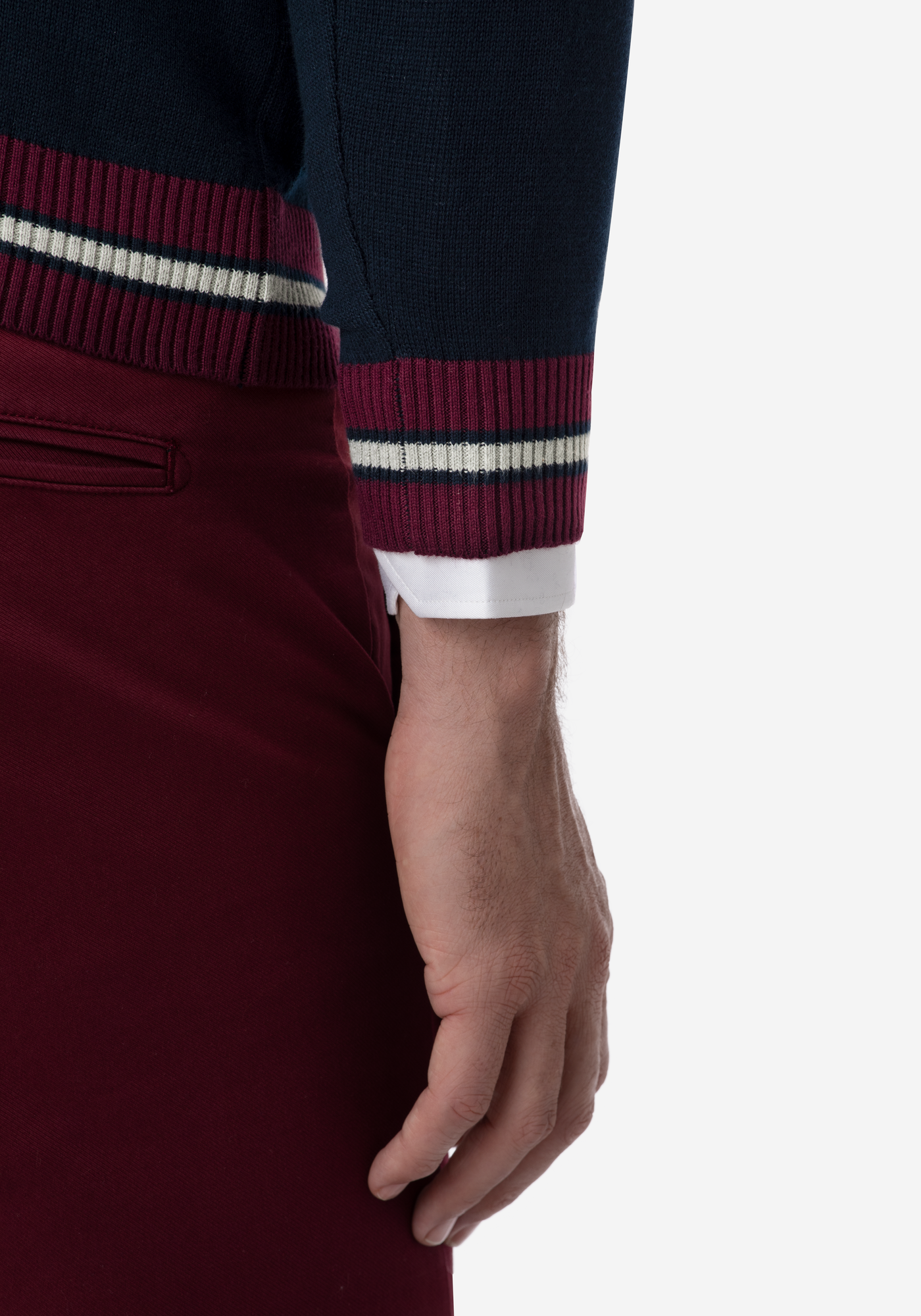French Navy Rhombus V-Neck Pullover