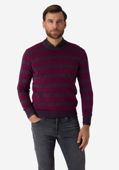Vivid Burgundy Stripe Pullover