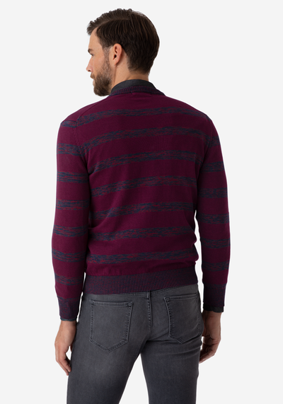 Vivid Burgundy Stripe Pullover
