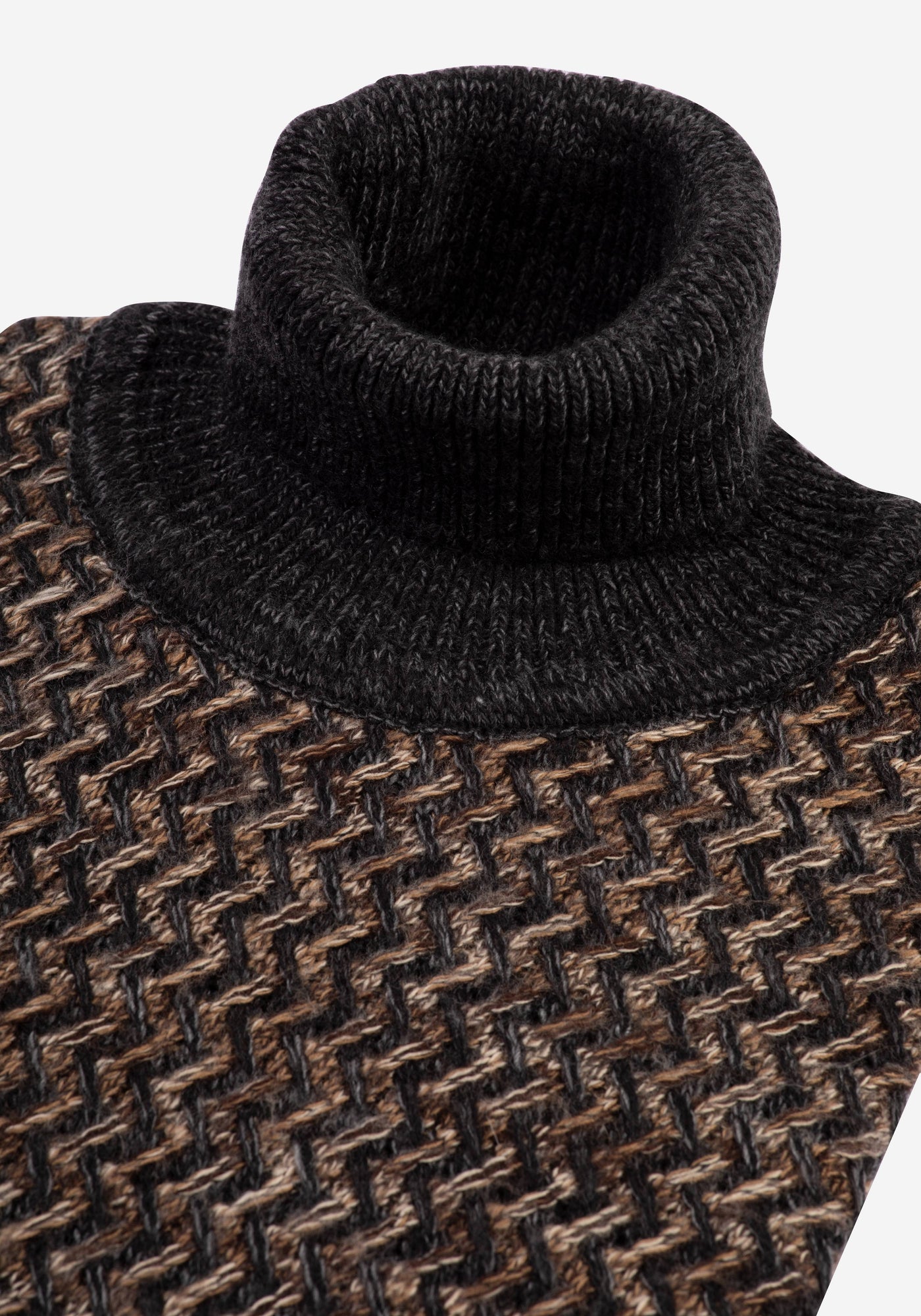 Dark Olive Beige Turtle Neck Pullover