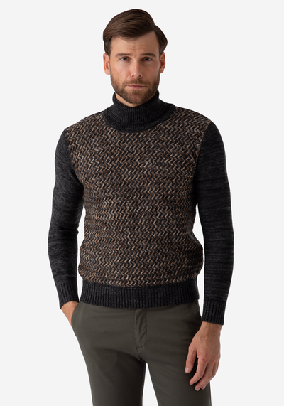Dark Olive Beige Turtle Neck Pullover
