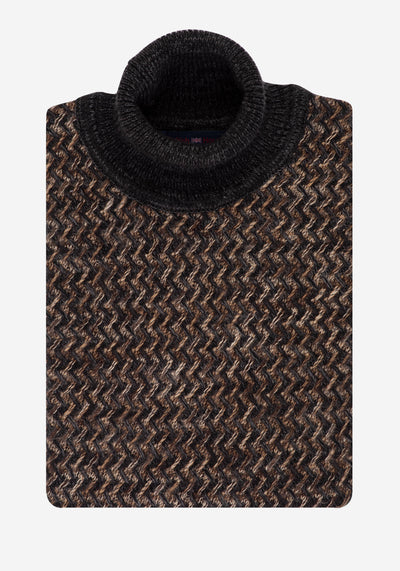 Dark Olive Beige Turtle Neck Pullover