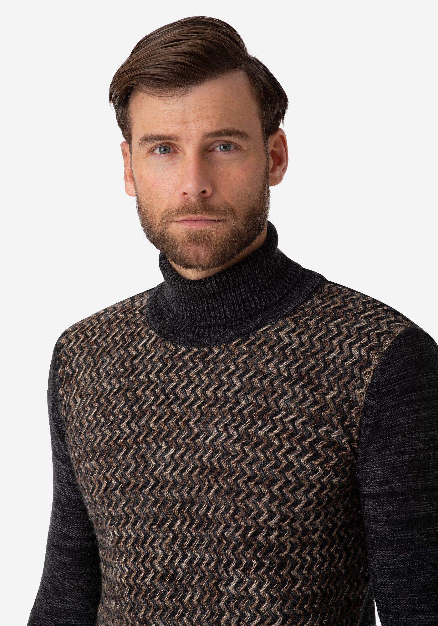 Dark Olive Beige Turtle Neck Pullover