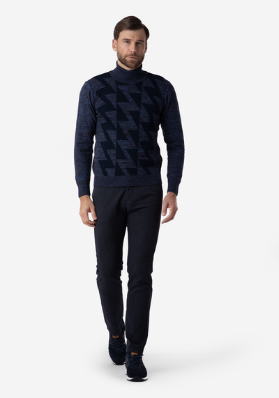 Royal Blue Lightning Turtle Neck Pullover
