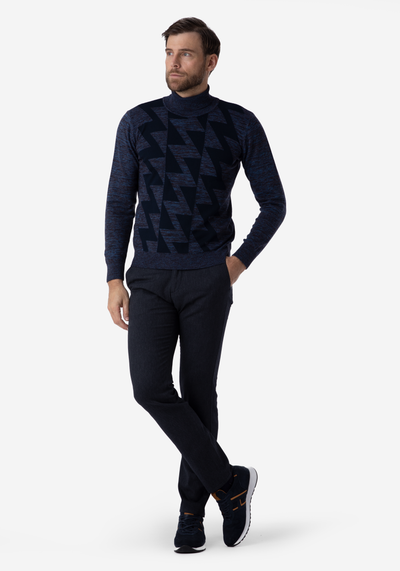Royal Blue Lightning Turtle Neck Pullover