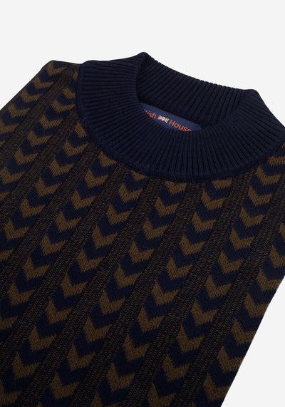 Navy Brown Arrows Pullover