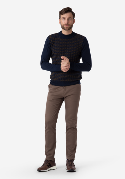 Navy Brown Arrows Pullover