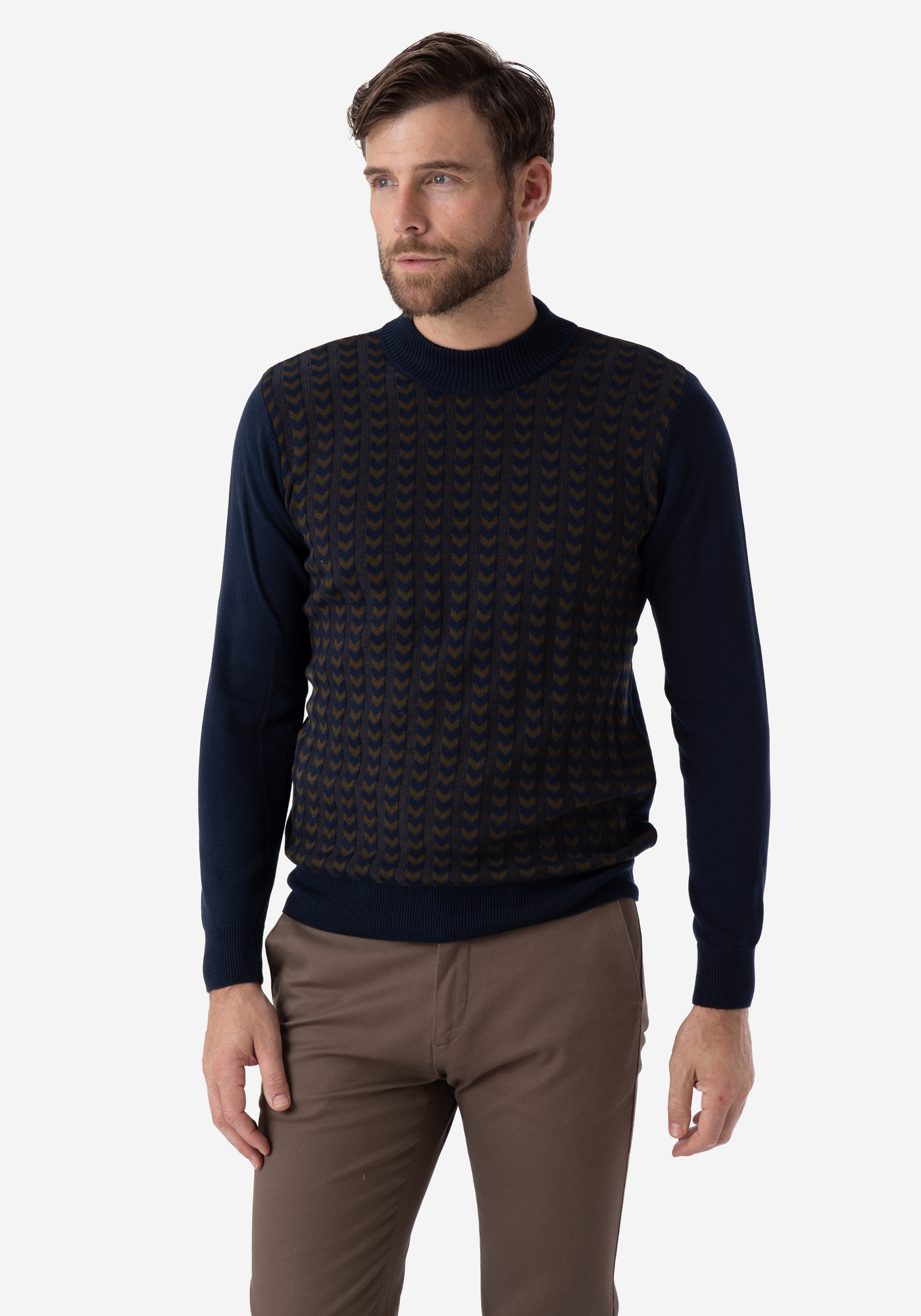 Navy Brown Arrows Pullover