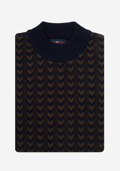 Navy Brown Arrows Pullover