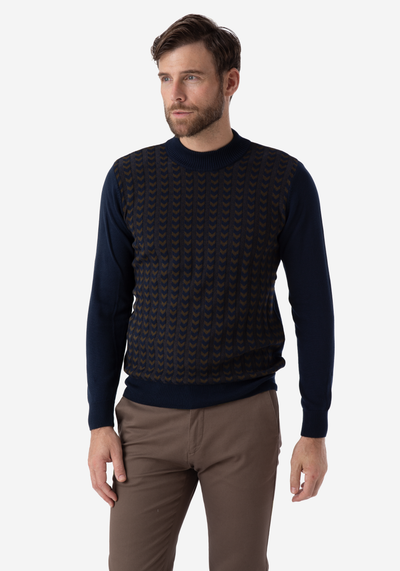 Navy Brown Arrows Pullover