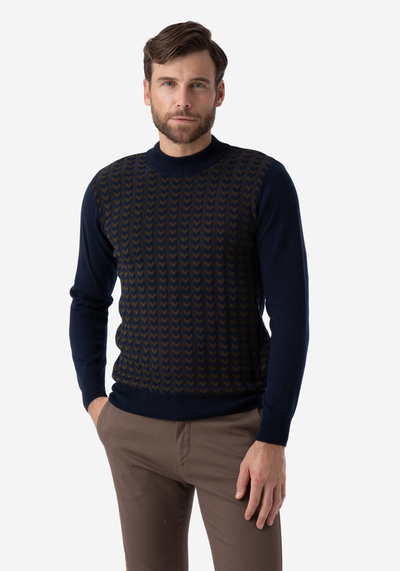 Navy Brown Arrows Pullover