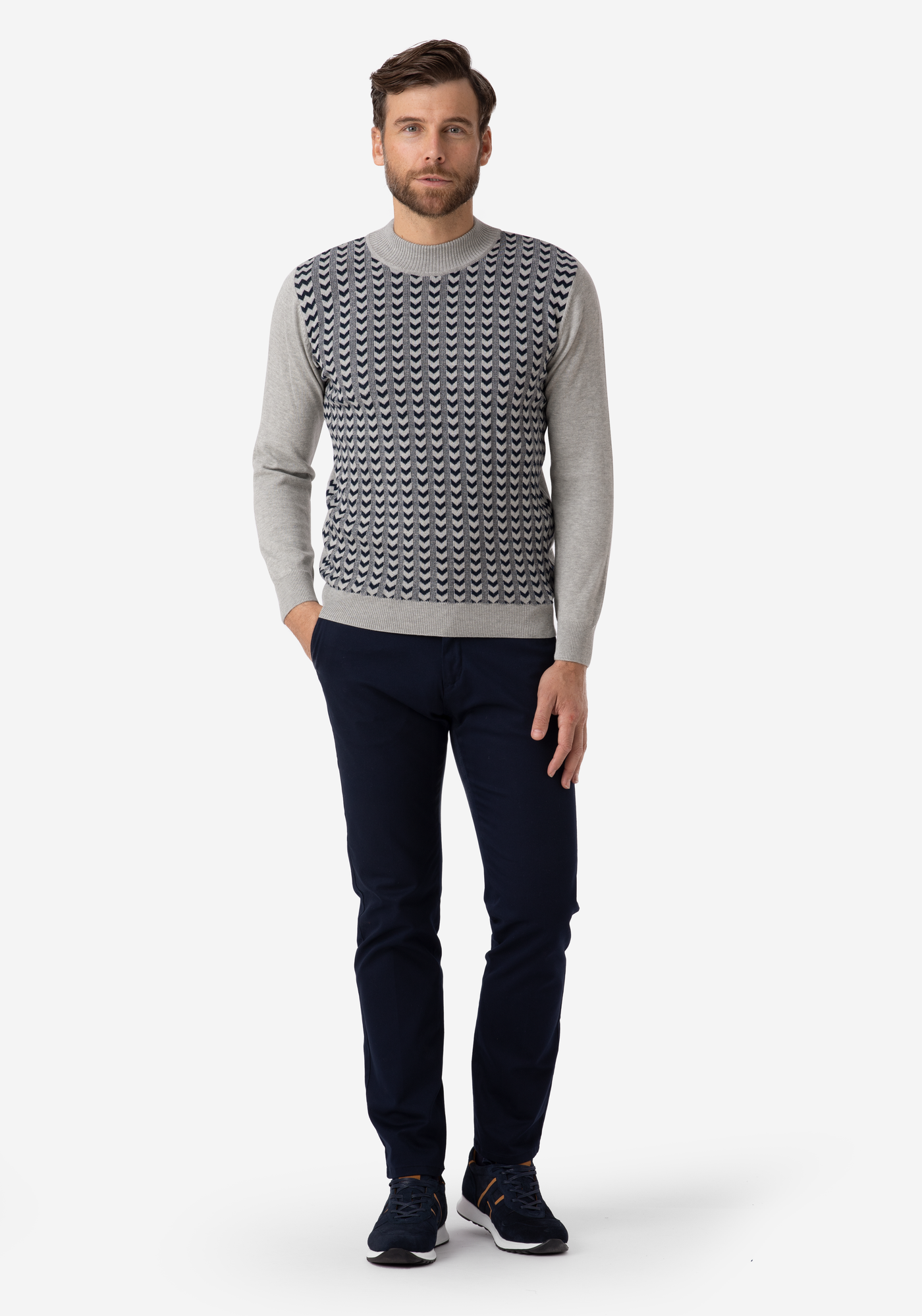 Grey Navy Arrows Pullover