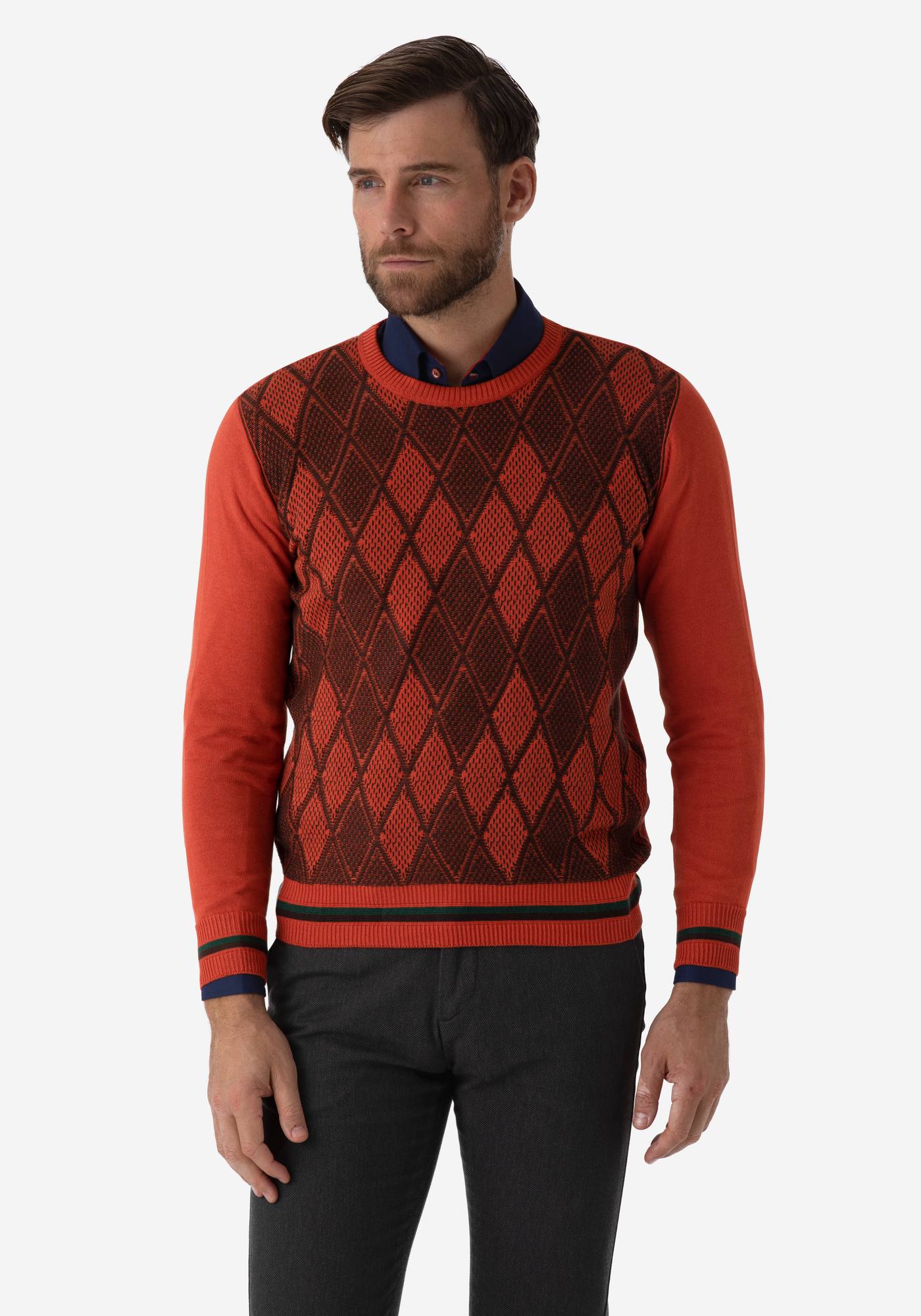 Metallic Orange Brown Rhombus Pullover
