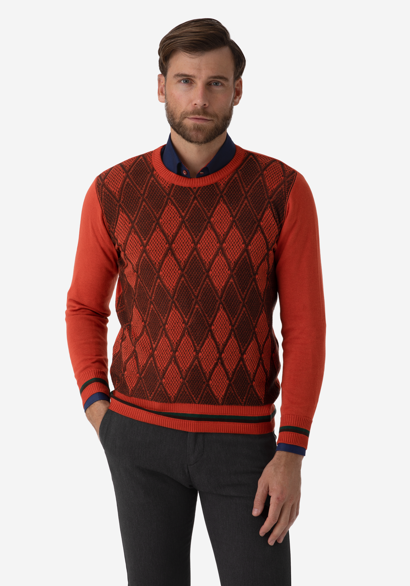 Metallic Orange Brown Rhombus Pullover