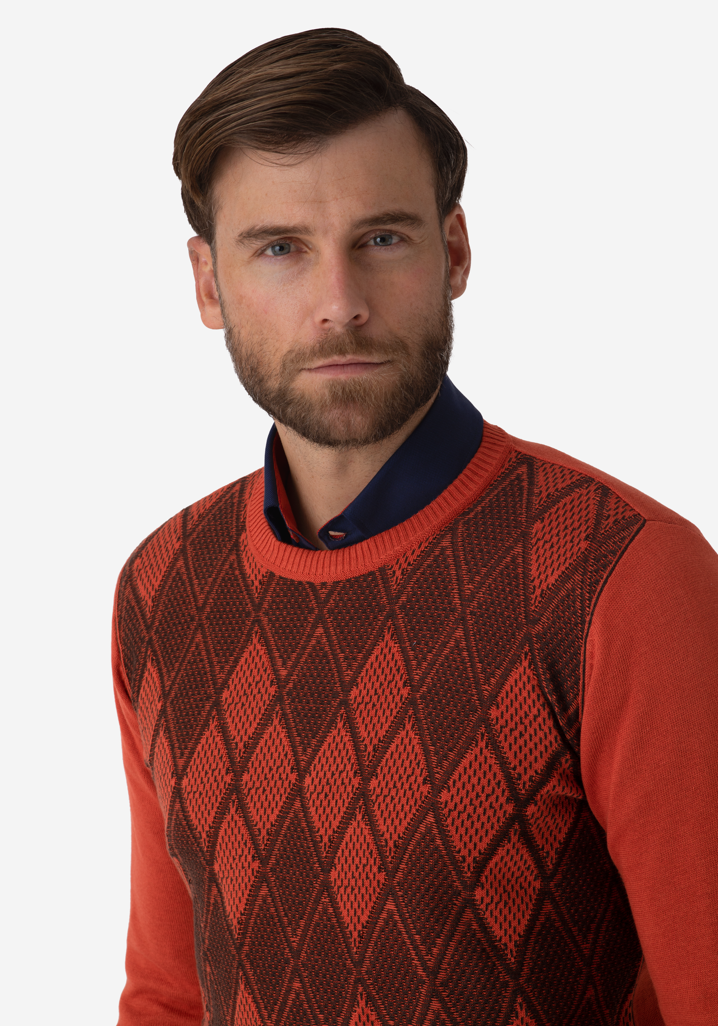 Metallic Orange Brown Rhombus Pullover