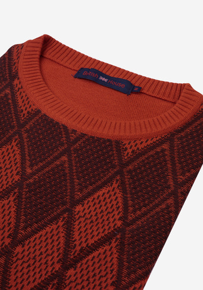 Metallic Orange Brown Rhombus Pullover
