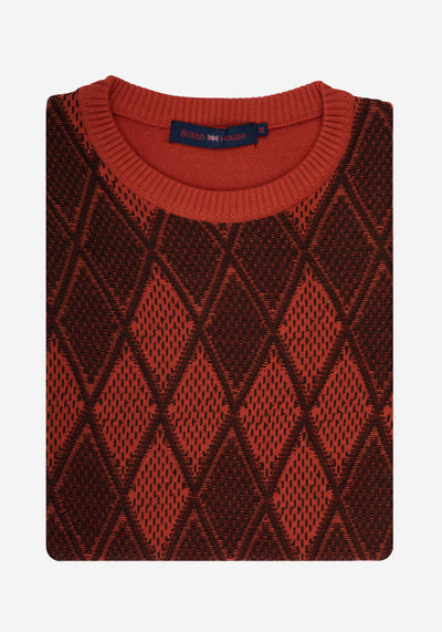 Metallic Orange Brown Rhombus Pullover
