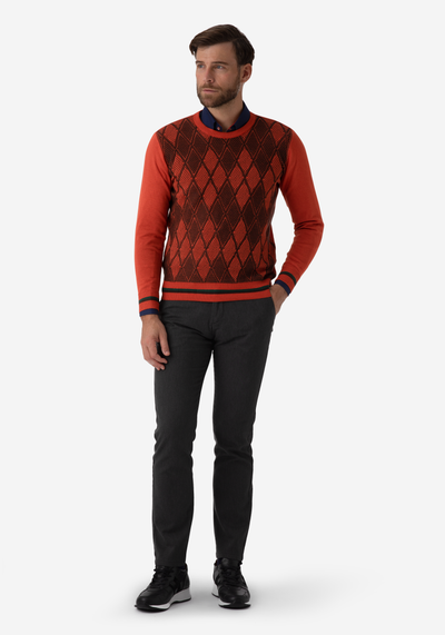 Metallic Orange Brown Rhombus Pullover