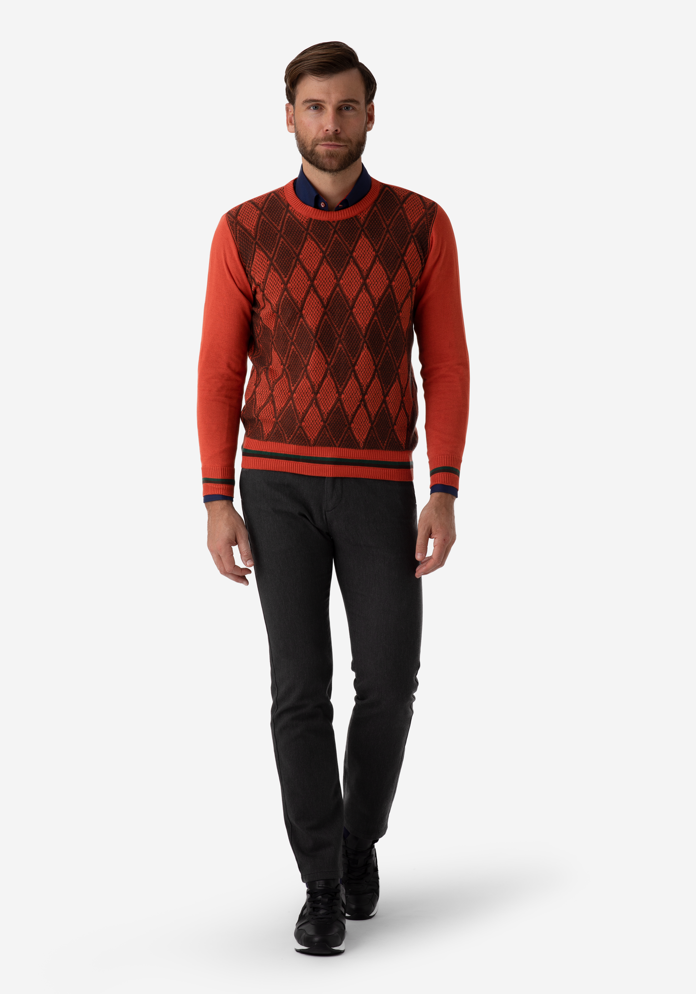 Metallic Orange Brown Rhombus Pullover