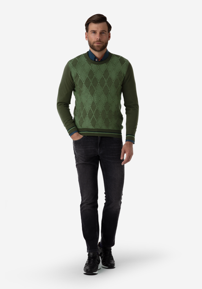 Pine Green Rhombus Pullover