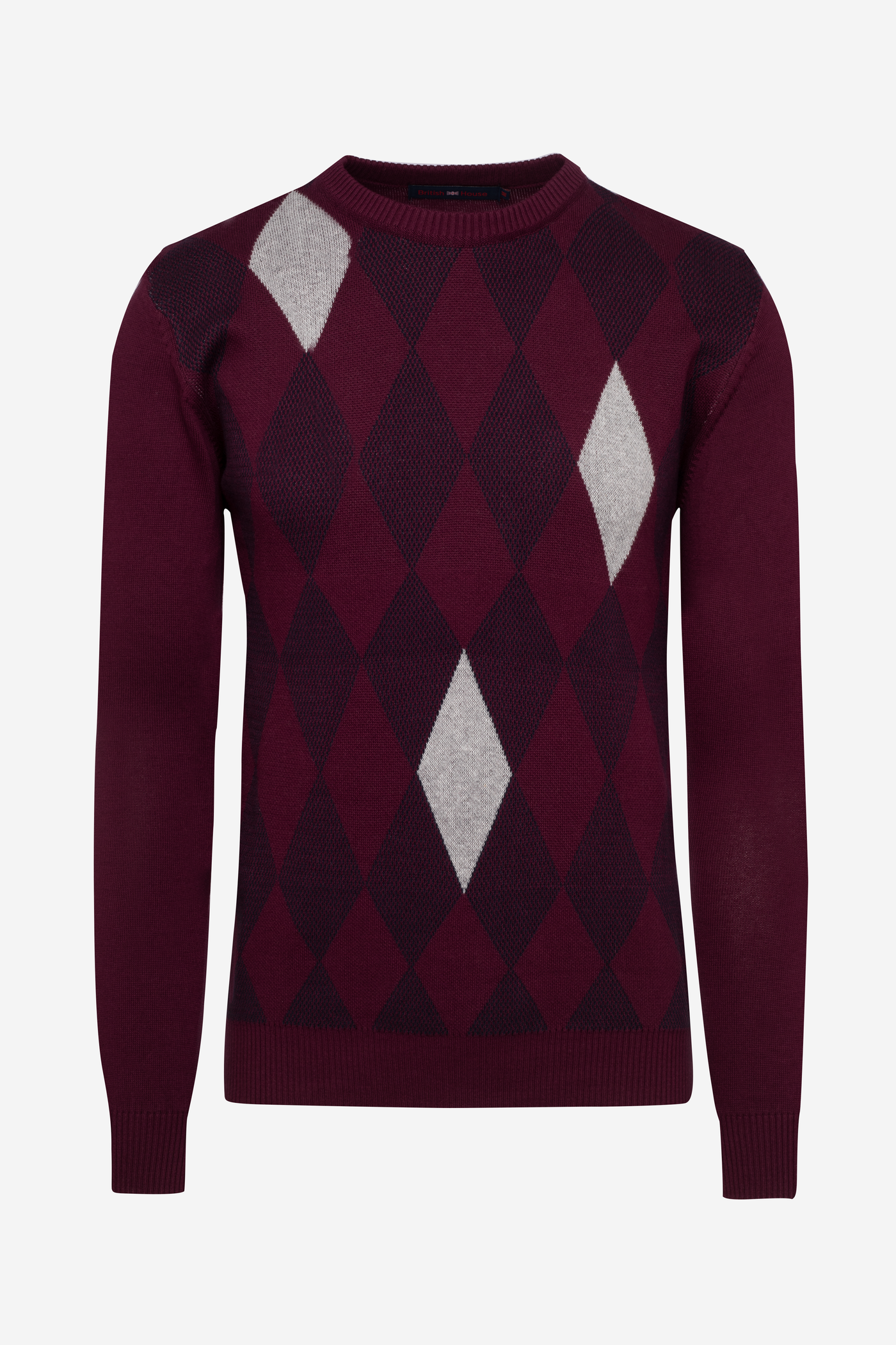 Vivid Burgundy Rhombus Pullover