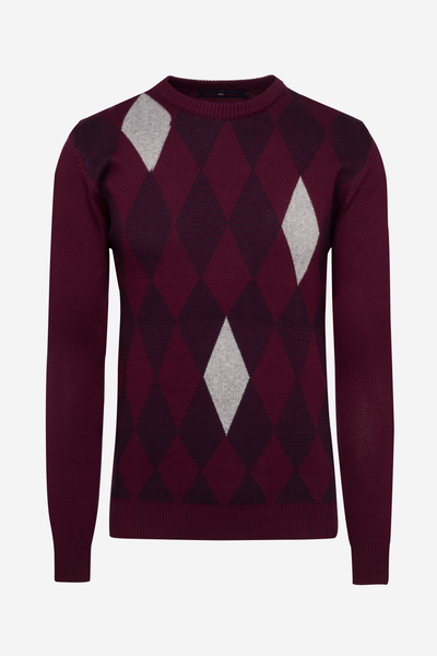 Vivid Burgundy Rhombus Pullover