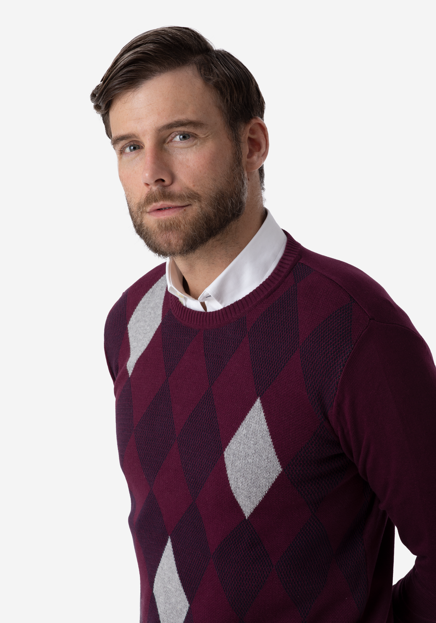 Vivid Burgundy Rhombus Pullover