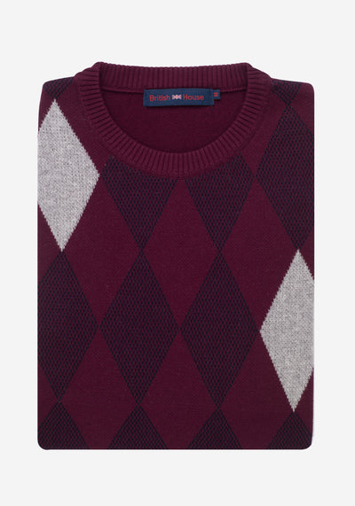 Vivid Burgundy Rhombus Pullover