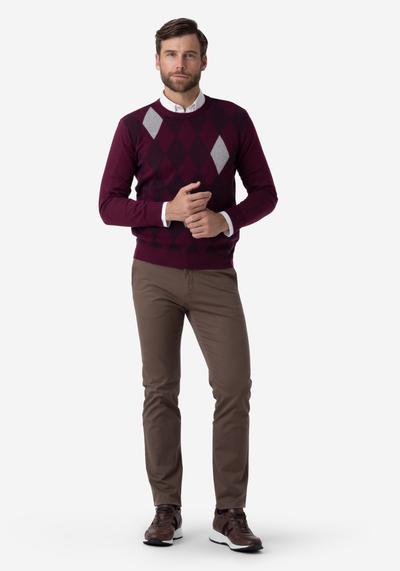 Vivid Burgundy Rhombus Pullover