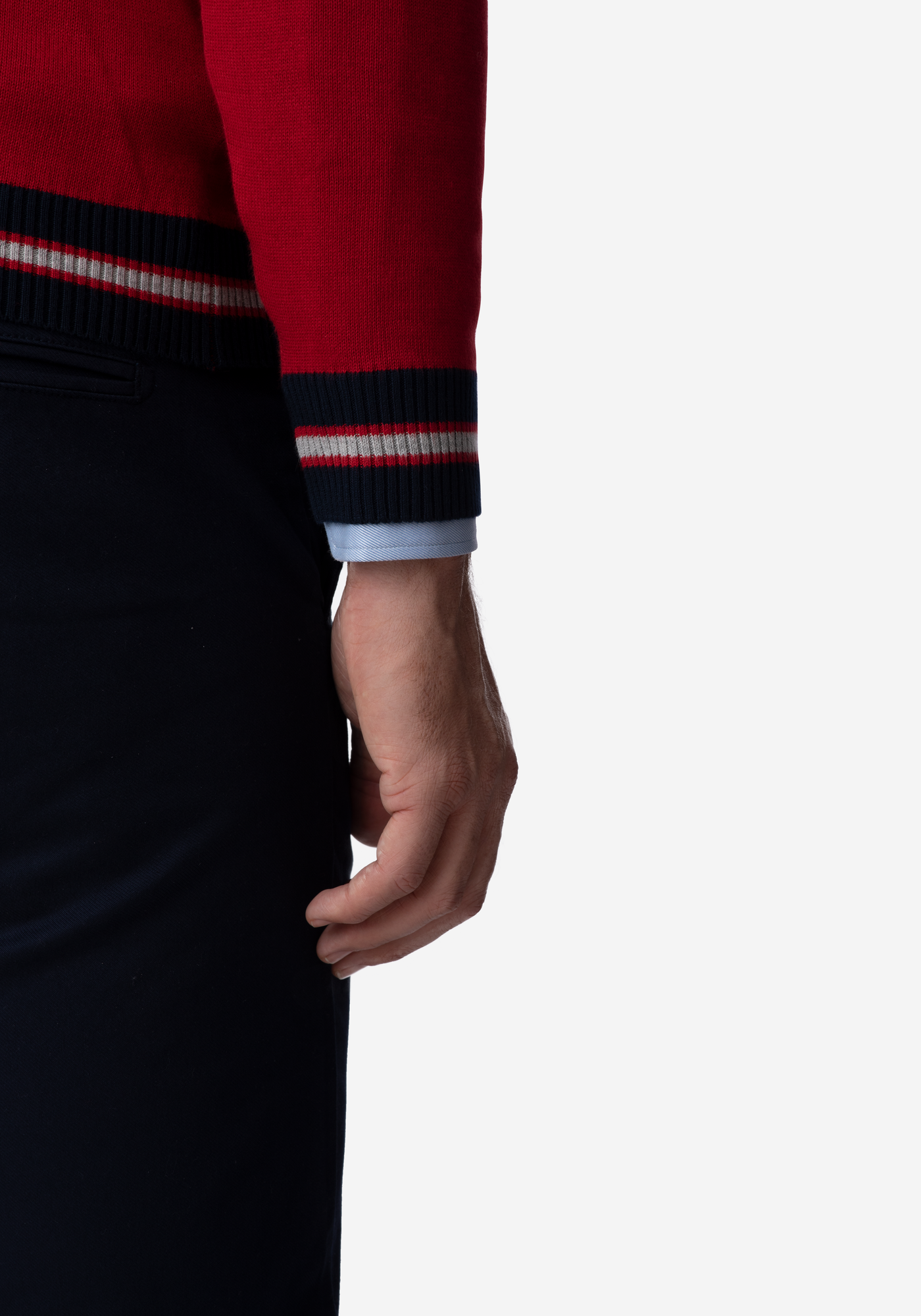 Cherry Red Rhombus V-Neck Pullover