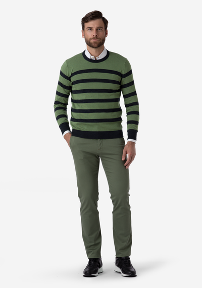 Dull Green Stripe Pullover