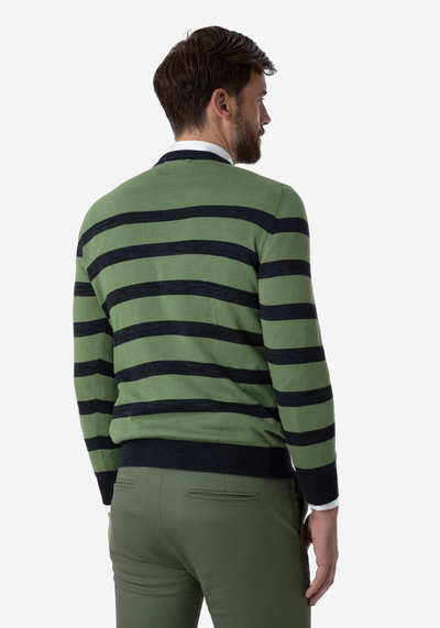 Dull Green Stripe Pullover