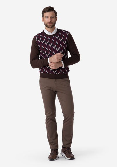 Burgundy Navy Chevron Crewneck Pullover