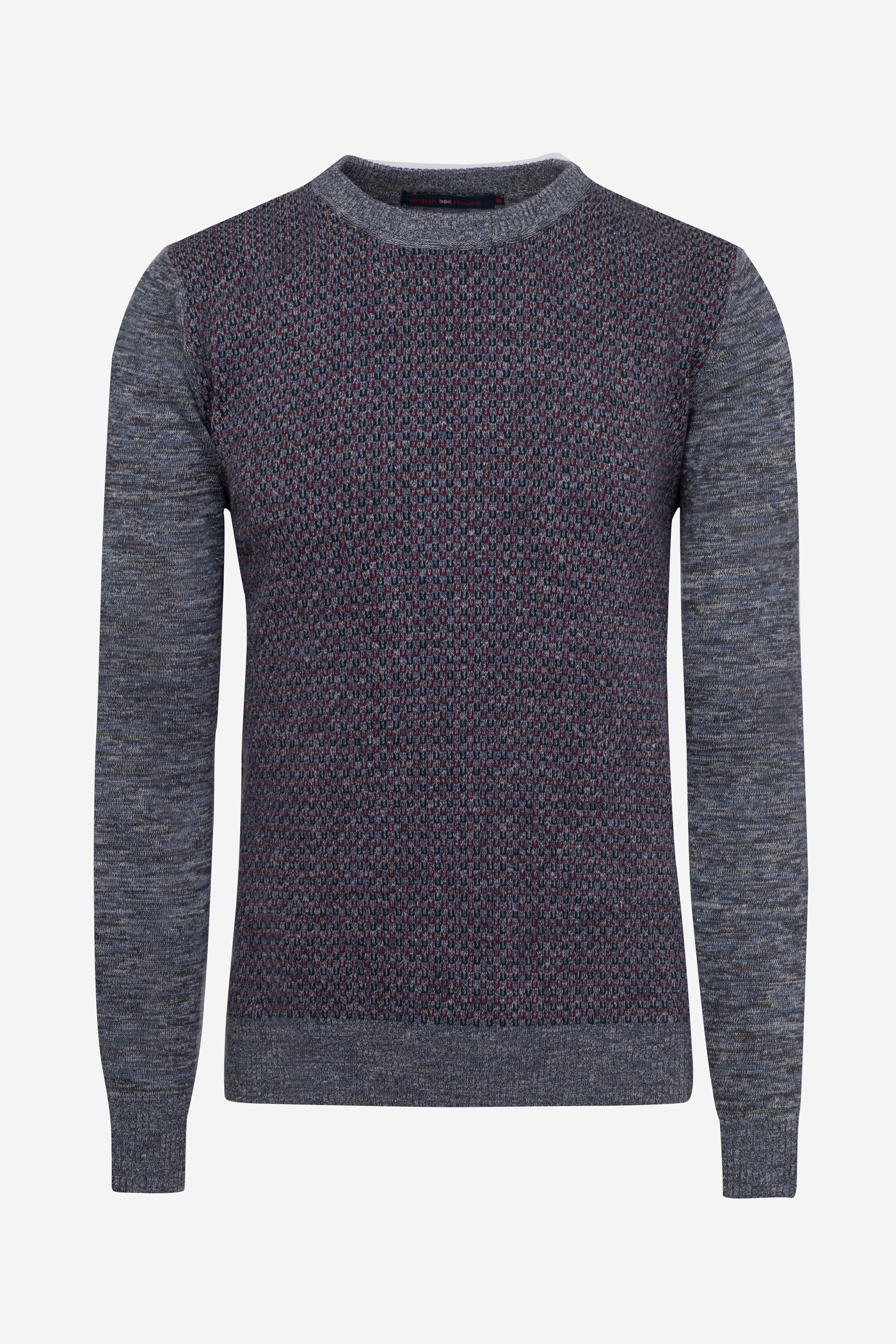 Grey Red Crewneck Pullover