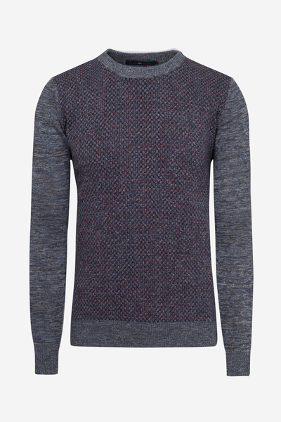 Grey Red Crewneck Pullover