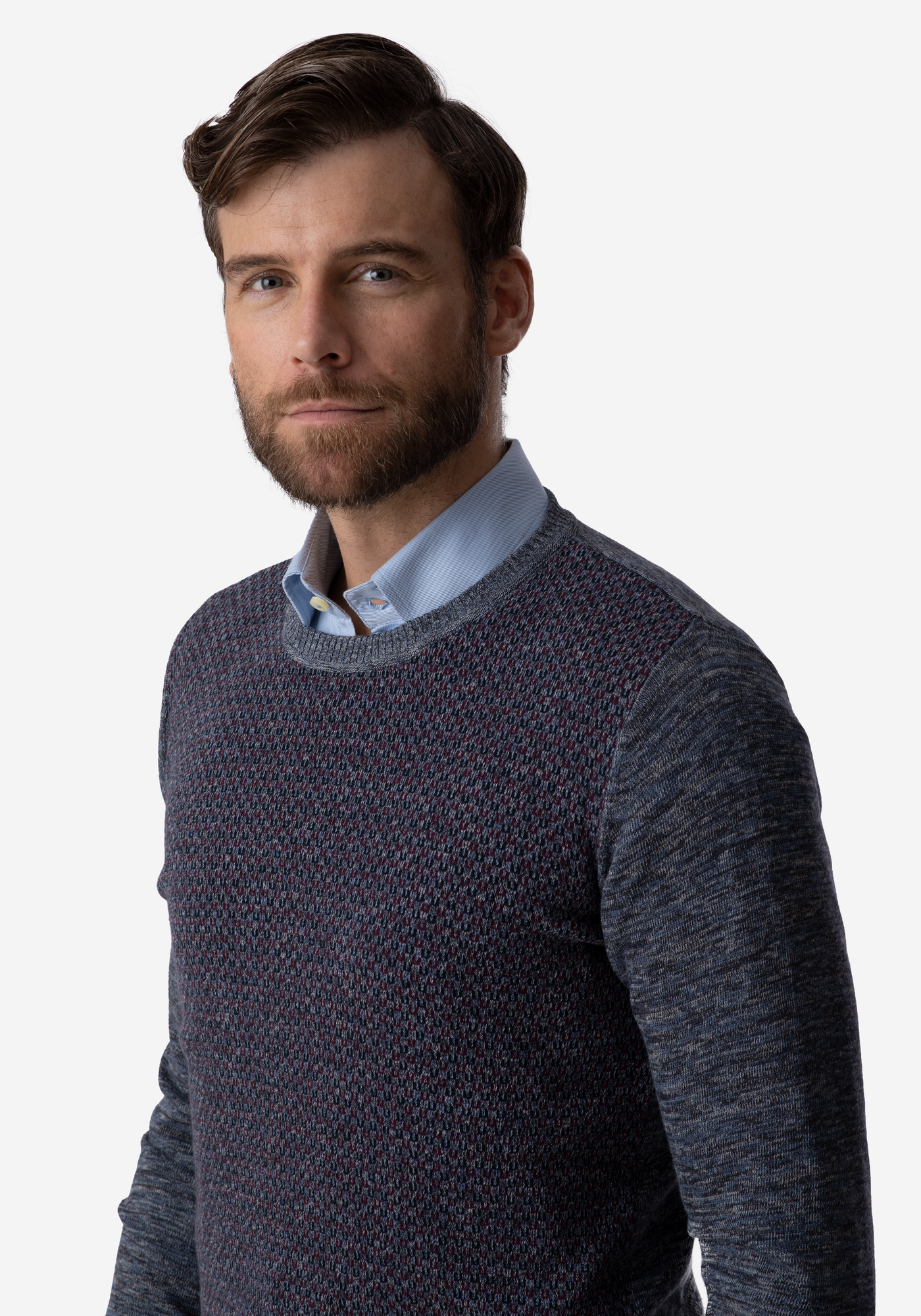Grey Red Crewneck Pullover