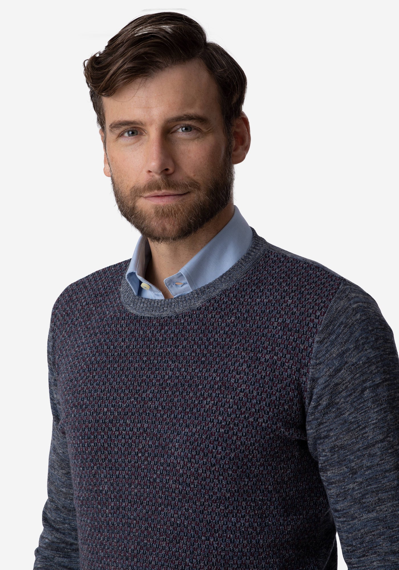 Grey Red Crewneck Pullover