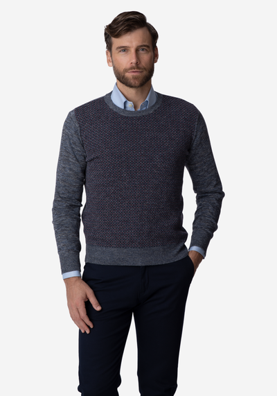 Grey Red Crewneck Pullover