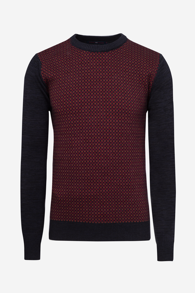 Navy Red Crewneck Pullover