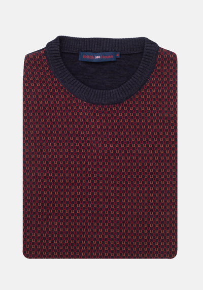 Navy Red Crewneck Pullover