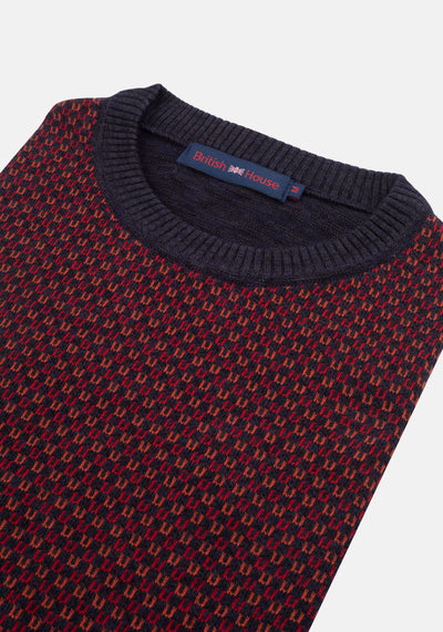Navy Red Crewneck Pullover