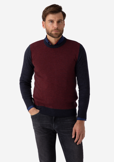 Navy Red Crewneck Pullover