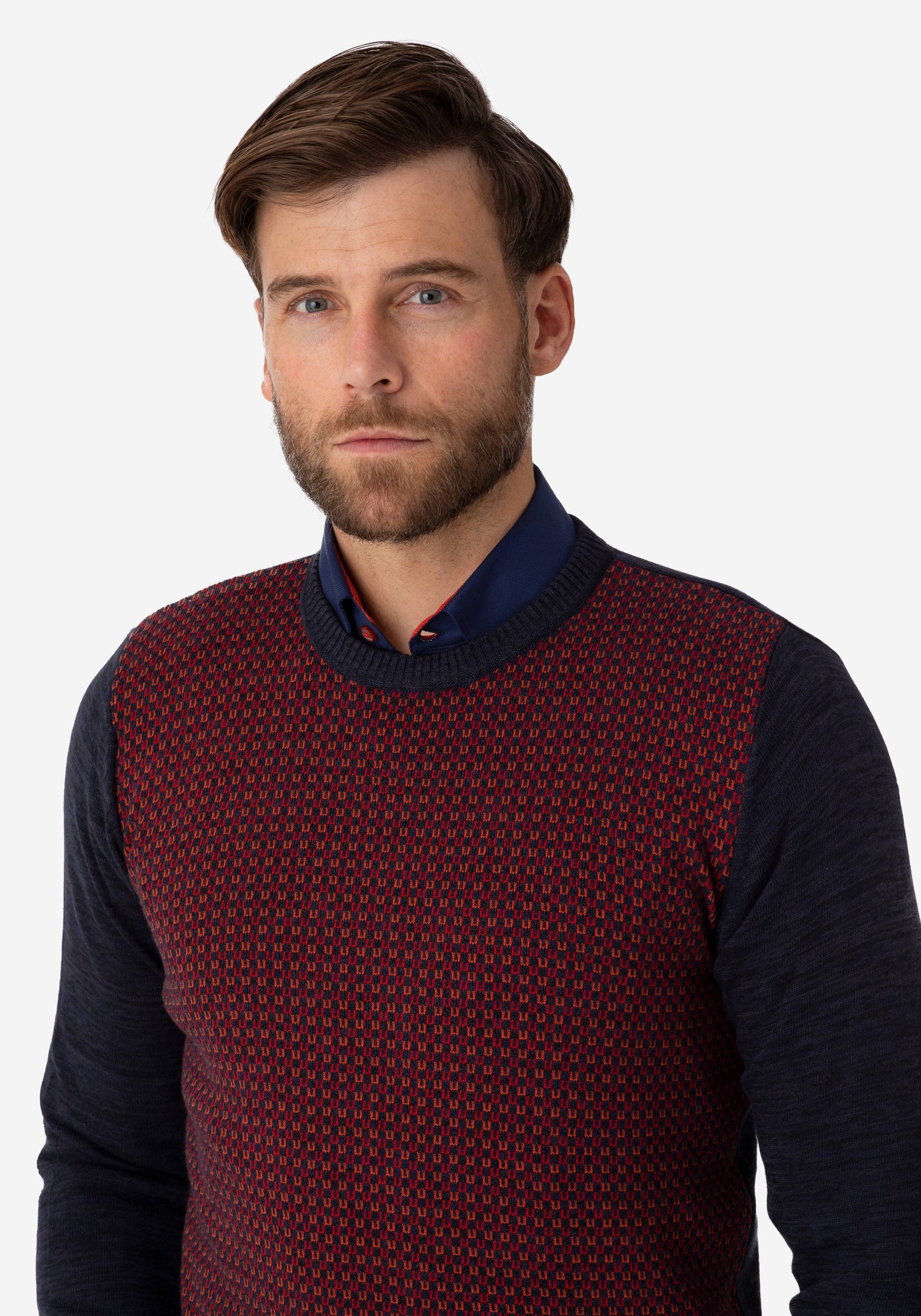 Navy Red Crewneck Pullover