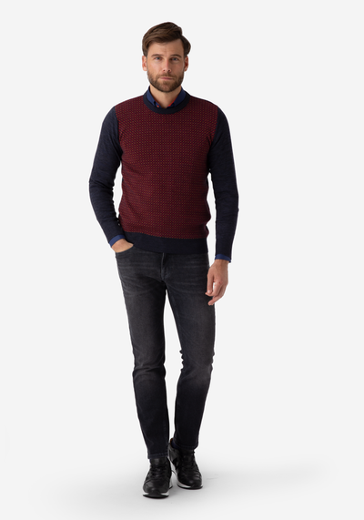 Navy Red Crewneck Pullover