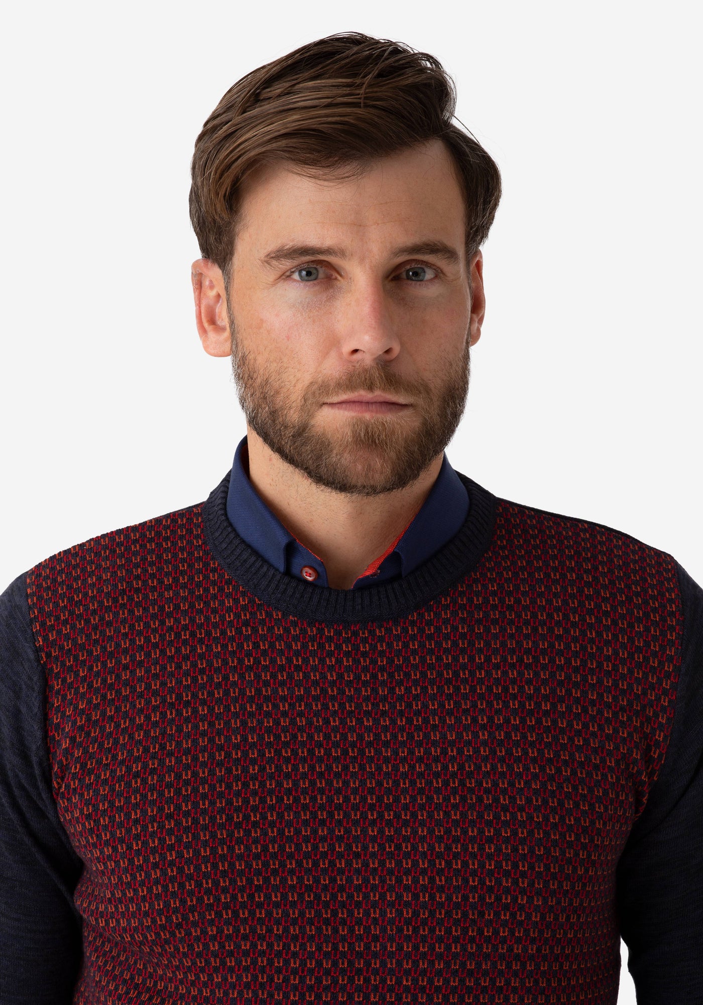 Navy Red Crewneck Pullover
