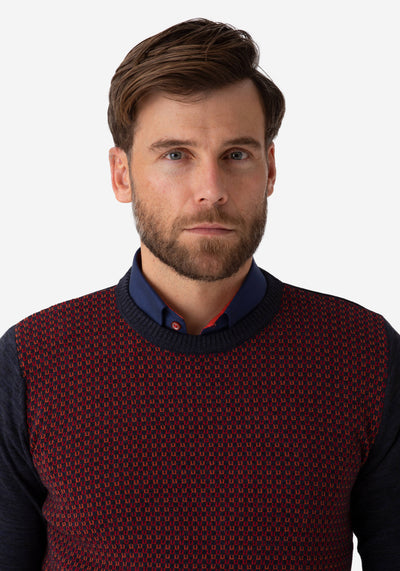 Navy Red Crewneck Pullover