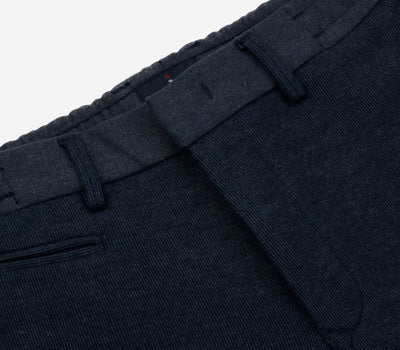 Stretch Knitted Navy Stripe Pants